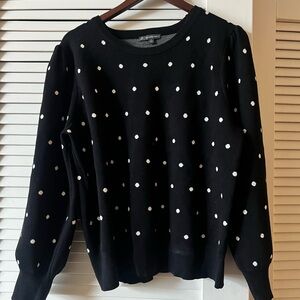 Adrianna Papell Black and White Polka Dot Sweater